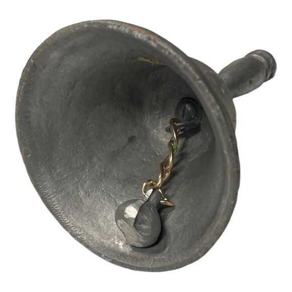 Vintage Antique Small Pewter Alter Style Bell 5.75” Tall 3.5” Wide Percussion - Picture 5 of 5